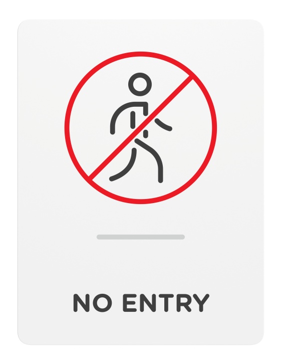 No Entry_Sign_Door-Wall Mount_8x 6_6mm Thick Solid Surface Sign with Inlay Resins_Self AdhesiveProhibition sign